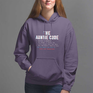 Funny Aunt Hoodie The Auntie Code Hugs Are Mandatory TS09 Purple Print Your Wear