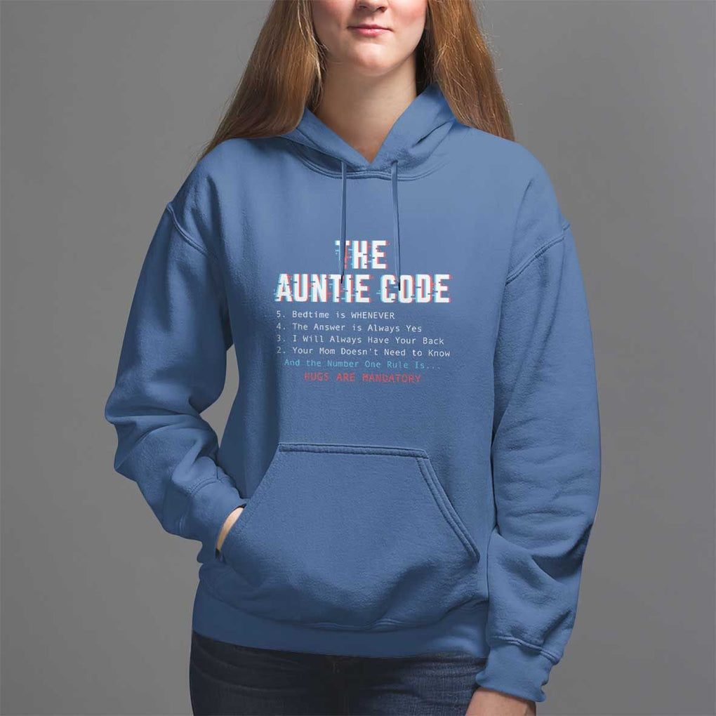 Funny Aunt Hoodie The Auntie Code Hugs Are Mandatory TS09 Royal Blue Print Your Wear