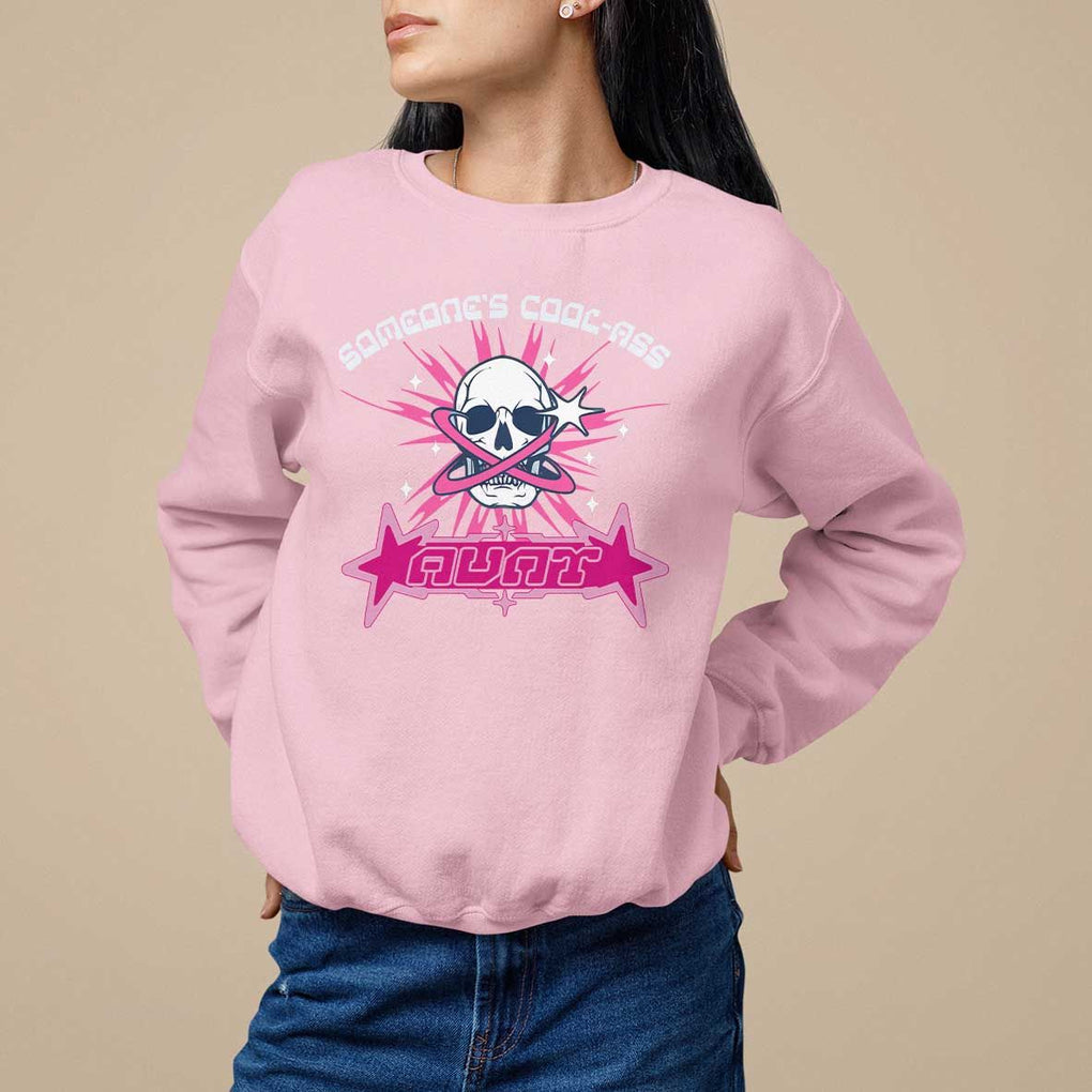 Auntie Club Sweatshirt Someone's Cool Ass Aunt Skeleton Y2K TS09 Light Pink Print Your Wear
