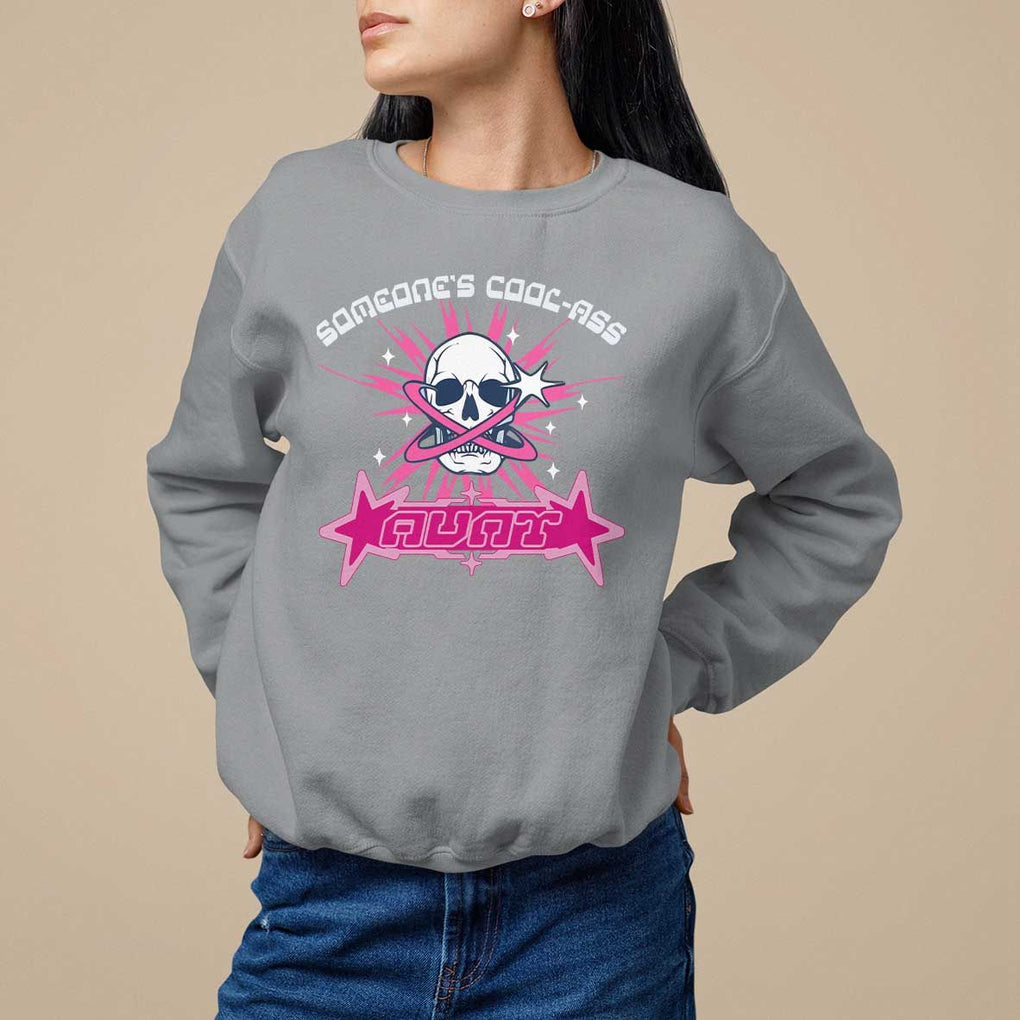 Auntie Club Sweatshirt Someone's Cool Ass Aunt Skeleton Y2K TS09 Sport Gray Print Your Wear