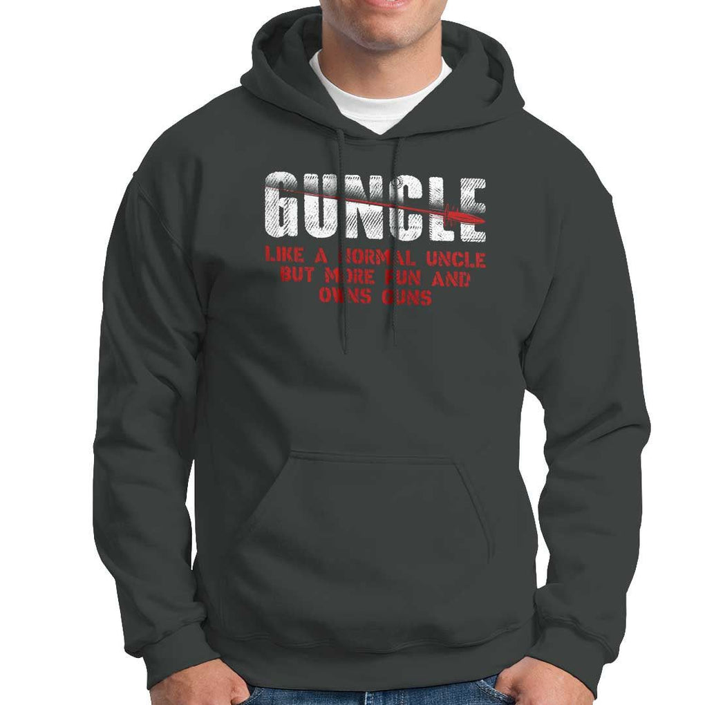 Funny Uncle Hoodie Guncle Like Normal Uncle More Fun Owns Guns TS09 Dark Heather Print Your Wear