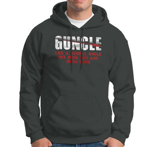 Funny Uncle Hoodie Guncle Like Normal Uncle More Fun Owns Guns TS09 Dark Heather Print Your Wear