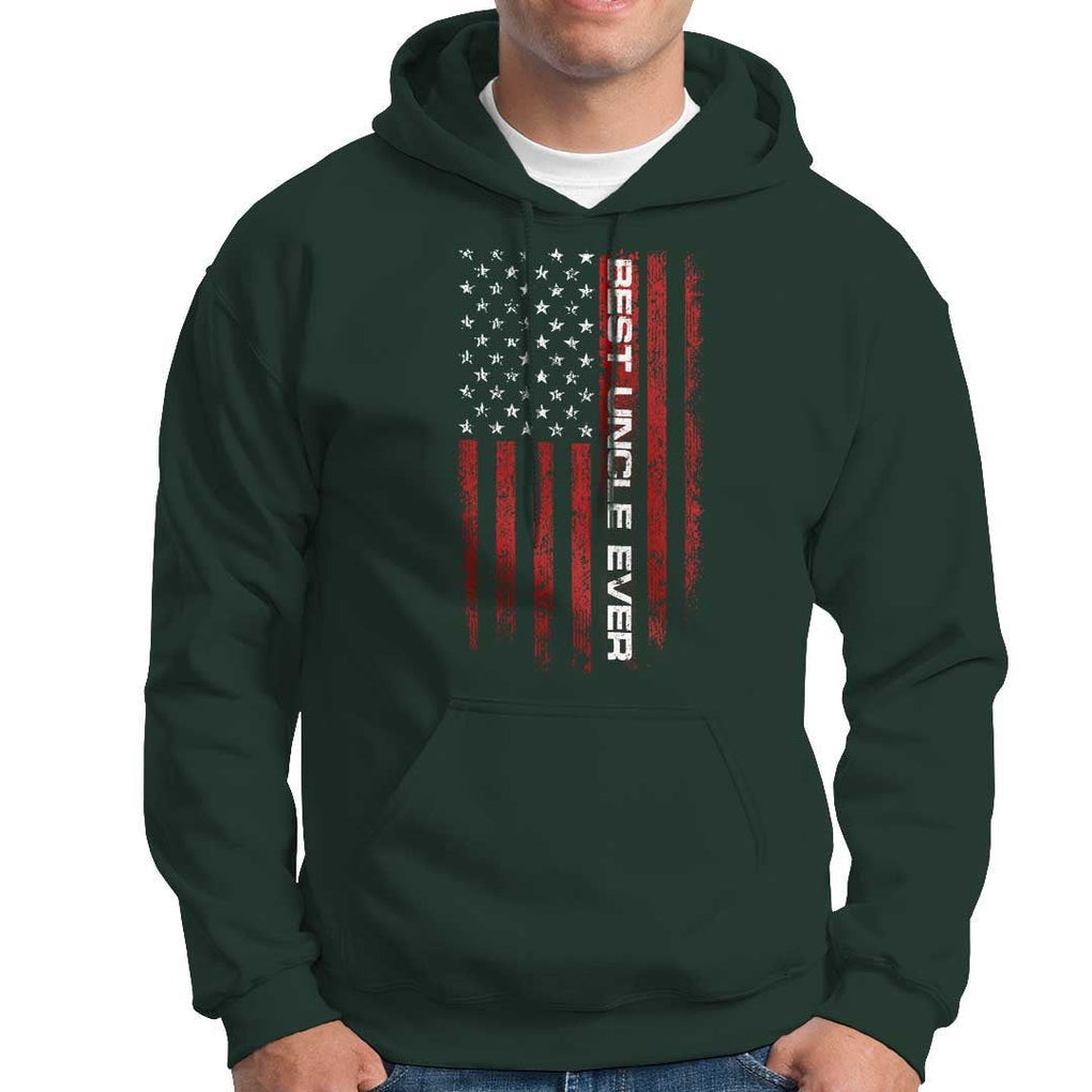 Best Uncle Ever US Flag Uncle's Day Hoodie TS09 Dark Forest Green Print Your Wear