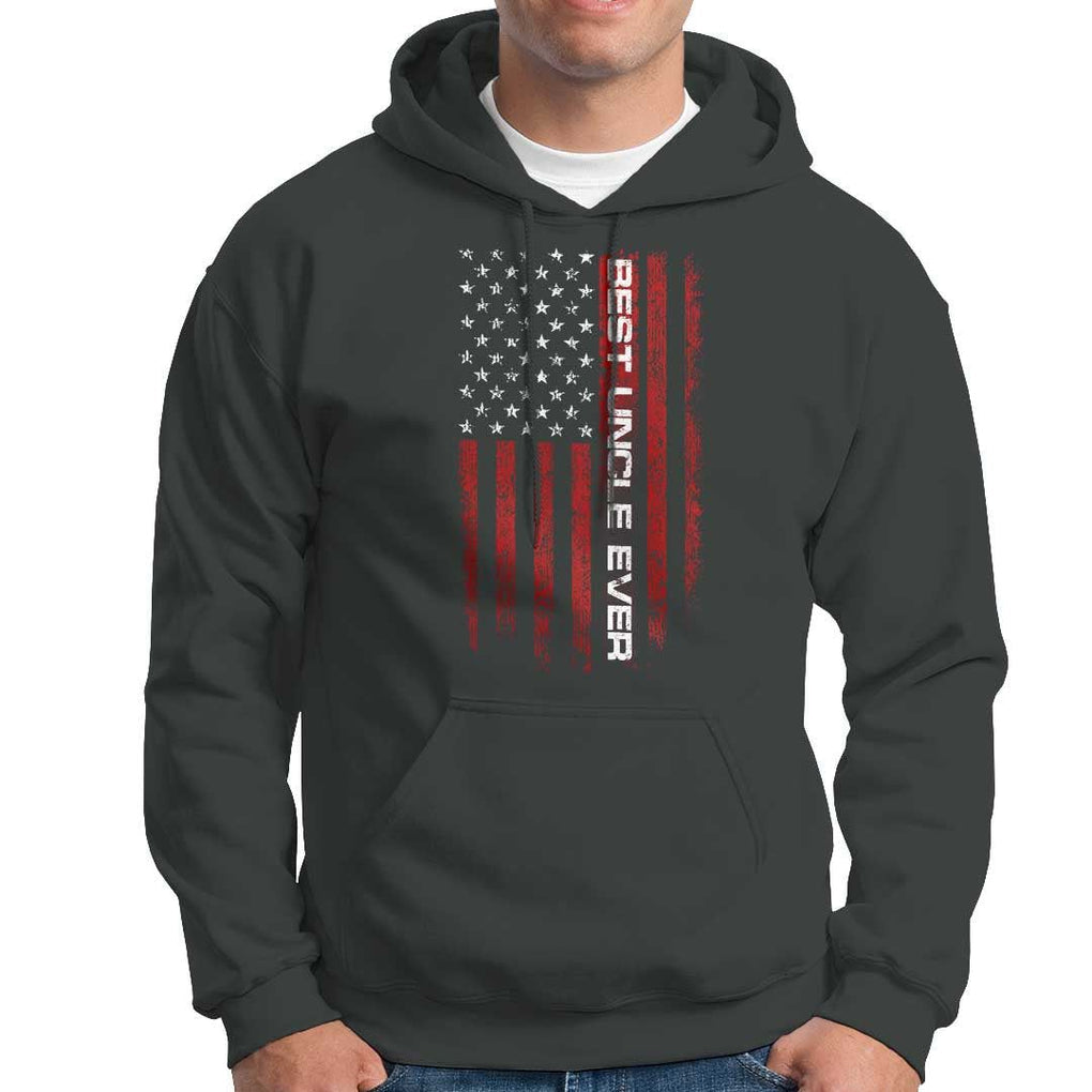 Best Uncle Ever US Flag Uncle's Day Hoodie TS09 Dark Heather Print Your Wear
