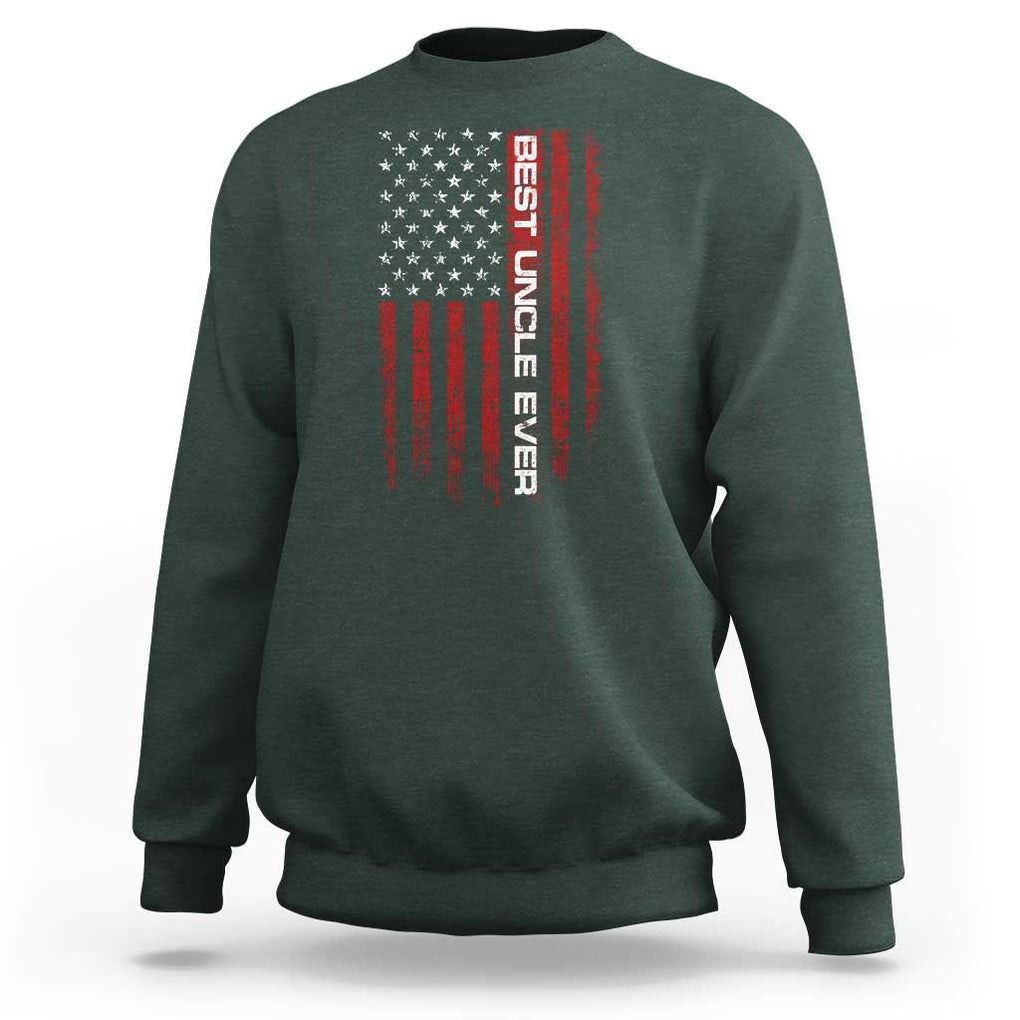 Best Uncle Ever US Flag Uncle's Day Sweatshirt TS09 Dark Forest Green Print Your Wear