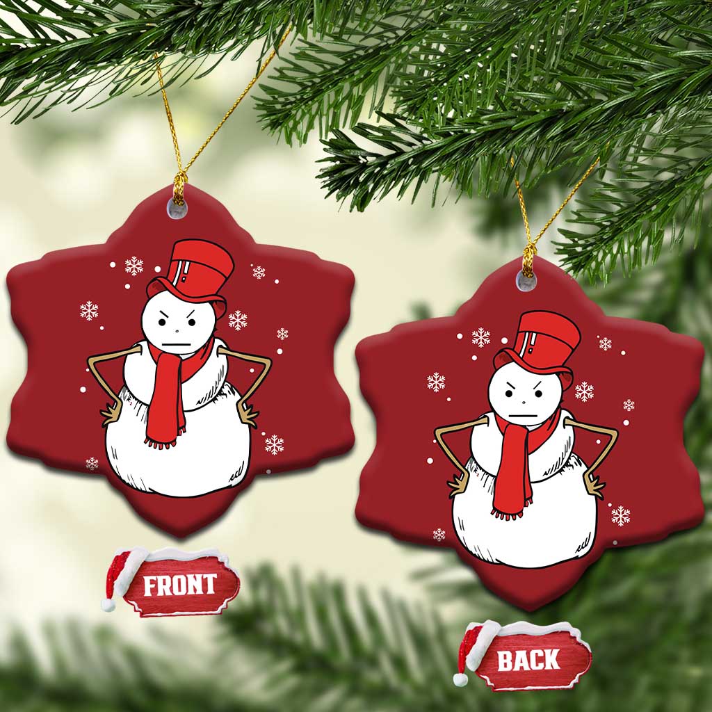 Angry Snowman Funny Xmas Christmas Ornament TS09 Snow Flake Red Print Your Wear