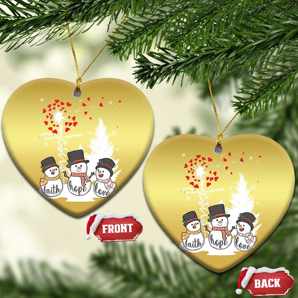 Jesus Christian Christmas Ornament Faith Hope Love Snowman Dandelion Xmas TS09 Heart Gold Print Your Wear