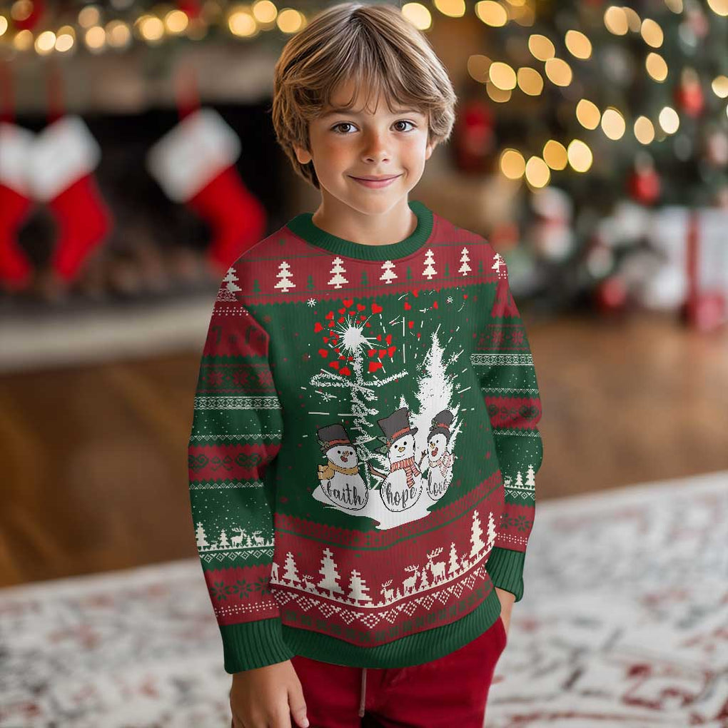Jesus Christian Ugly Christmas Sweater Faith Hope Love Snowman Dandelion Xmas TS09 Christmas Print Your Wear