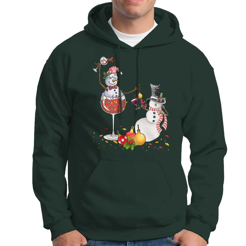Christmas Hoodie Snowman Cheer Wine Beer Funny Xmas Drinking Party TS09 Dark Forest Green Print Your Wear