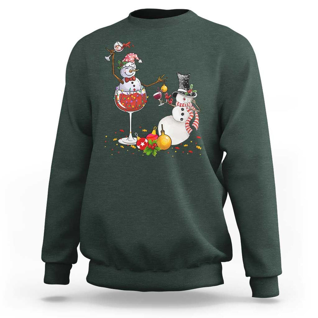 Christmas Sweatshirt Snowman Cheer Wine Beer Funny Xmas Drinking Party TS09 Dark Forest Green Print Your Wear