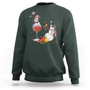 Christmas Sweatshirt Snowman Cheer Wine Beer Funny Xmas Drinking Party TS09 Dark Forest Green Print Your Wear