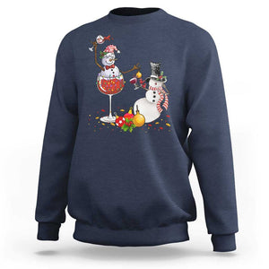 Christmas Sweatshirt Snowman Cheer Wine Beer Funny Xmas Drinking Party TS09 Navy Print Your Wear