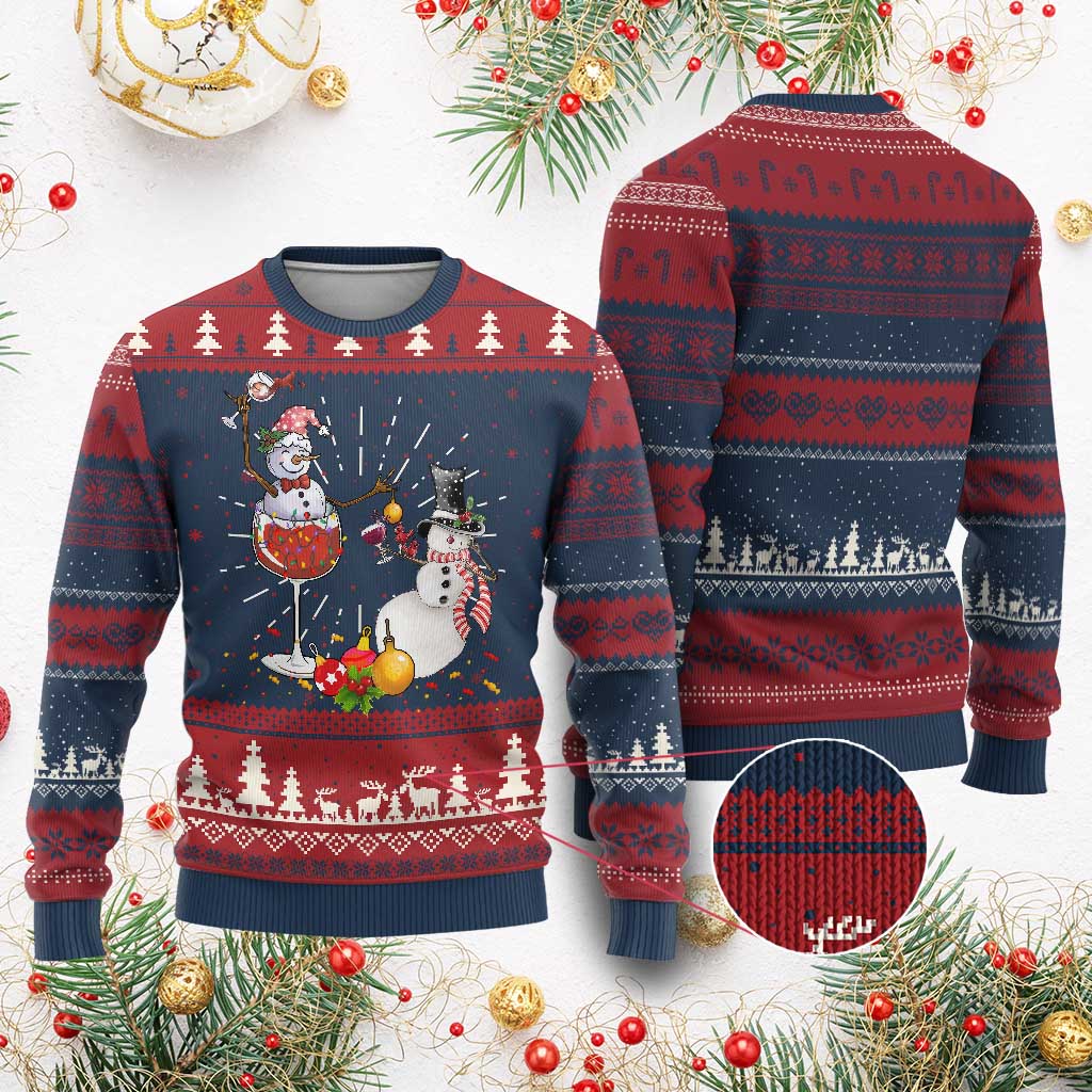 Funny Xmas Drinking Party Ugly Christmas Sweater Snowman Cheer Wine TS09 Burgundy Print Your Wear