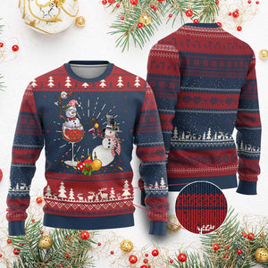 Funny Xmas Drinking Party Ugly Christmas Sweater Snowman Cheer Wine TS09 Burgundy Print Your Wear