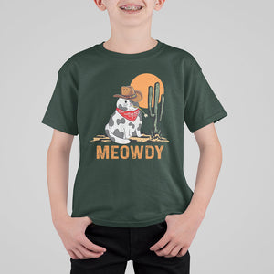 Meowdy Cat Cow Funny Howdy Meme Western Cowboy T Shirt For Kid TS09 Dark Forest Green Printyourwear