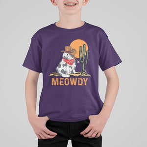 Meowdy Cat Cow Funny Howdy Meme Western Cowboy T Shirt For Kid TS09 Purple Printyourwear