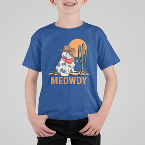 Meowdy Cat Cow Funny Howdy Meme Western Cowboy T Shirt For Kid TS09 Royal Blue Printyourwear