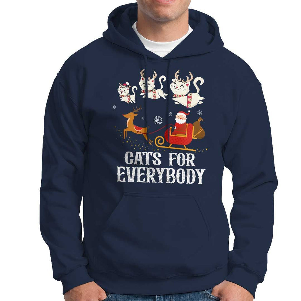 Christmas Hoodie Cats For Everybody Santa Cat Reindeer Xmas TS09 Navy Print Your Wear