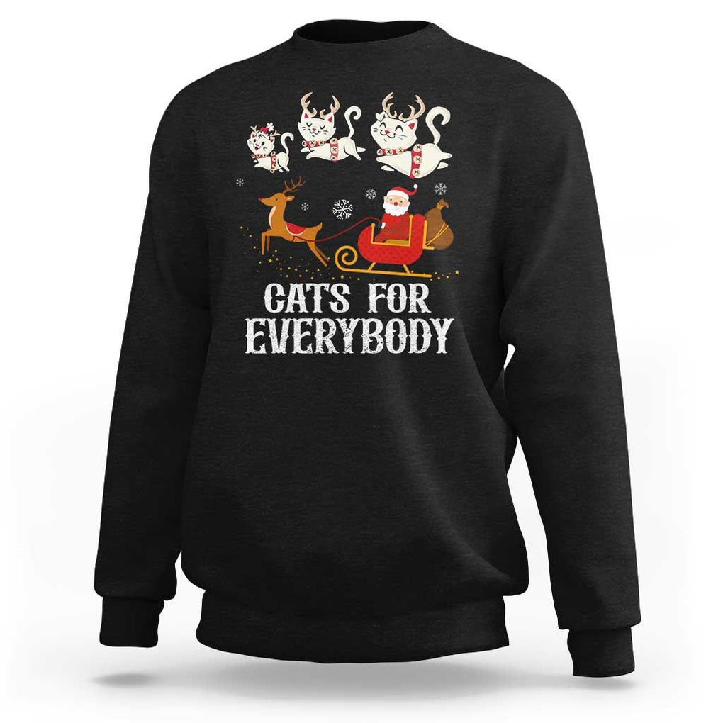 Christmas Sweatshirt Cats For Everybody Santa Cat Reindeer Xmas TS09 Black Print Your Wear