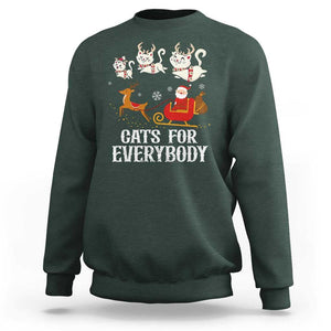 Christmas Sweatshirt Cats For Everybody Santa Cat Reindeer Xmas TS09 Dark Forest Green Print Your Wear