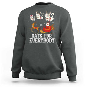 Christmas Sweatshirt Cats For Everybody Santa Cat Reindeer Xmas TS09 Dark Heather Print Your Wear