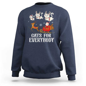 Christmas Sweatshirt Cats For Everybody Santa Cat Reindeer Xmas TS09 Navy Print Your Wear