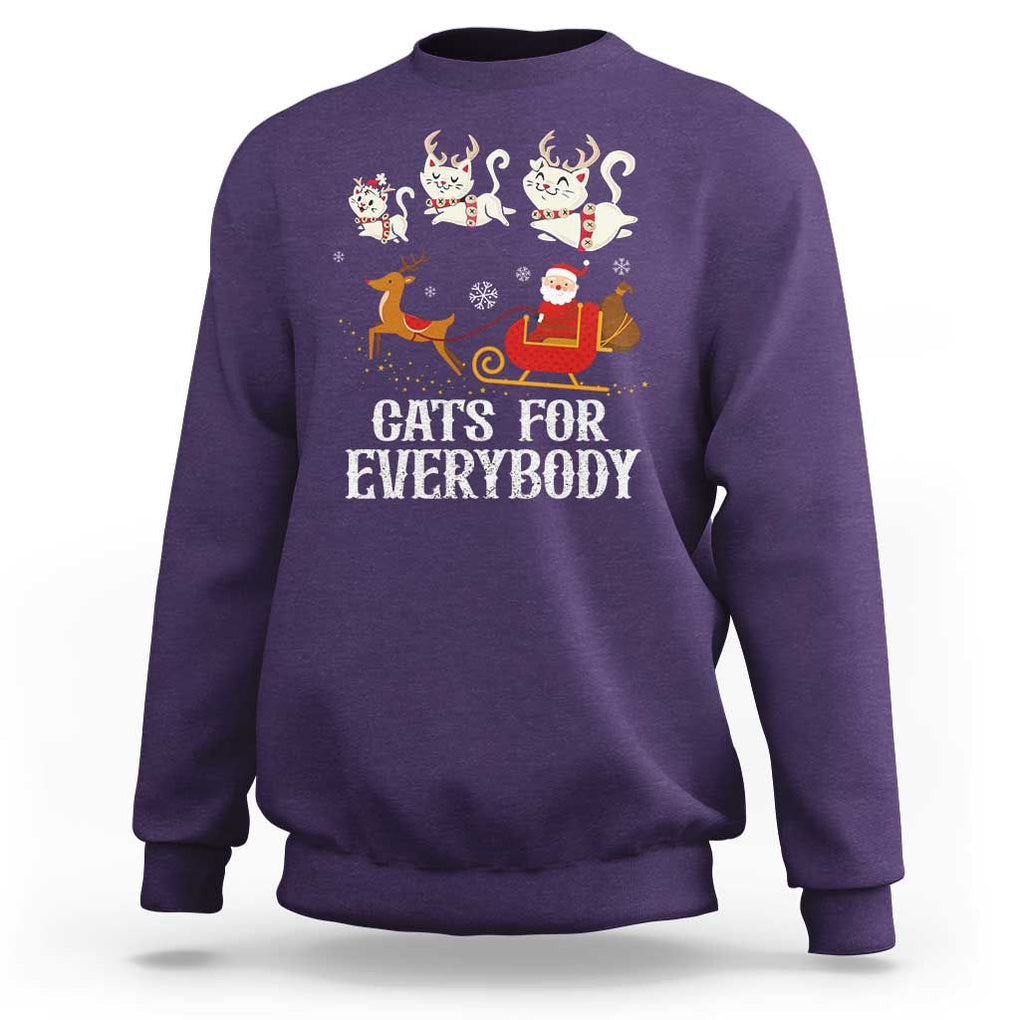 Christmas Sweatshirt Cats For Everybody Santa Cat Reindeer Xmas TS09 Purple Print Your Wear