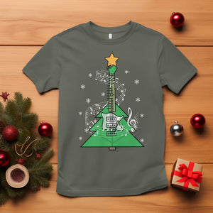 Rockin' Christmas Tree For Guitarist Music Lover T Shirt TS09 Military Green Printyourwear