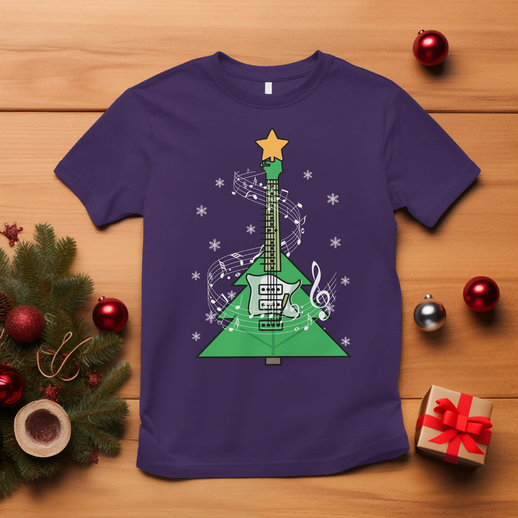 Rockin' Christmas Tree For Guitarist Music Lover T Shirt TS09 Purple Printyourwear