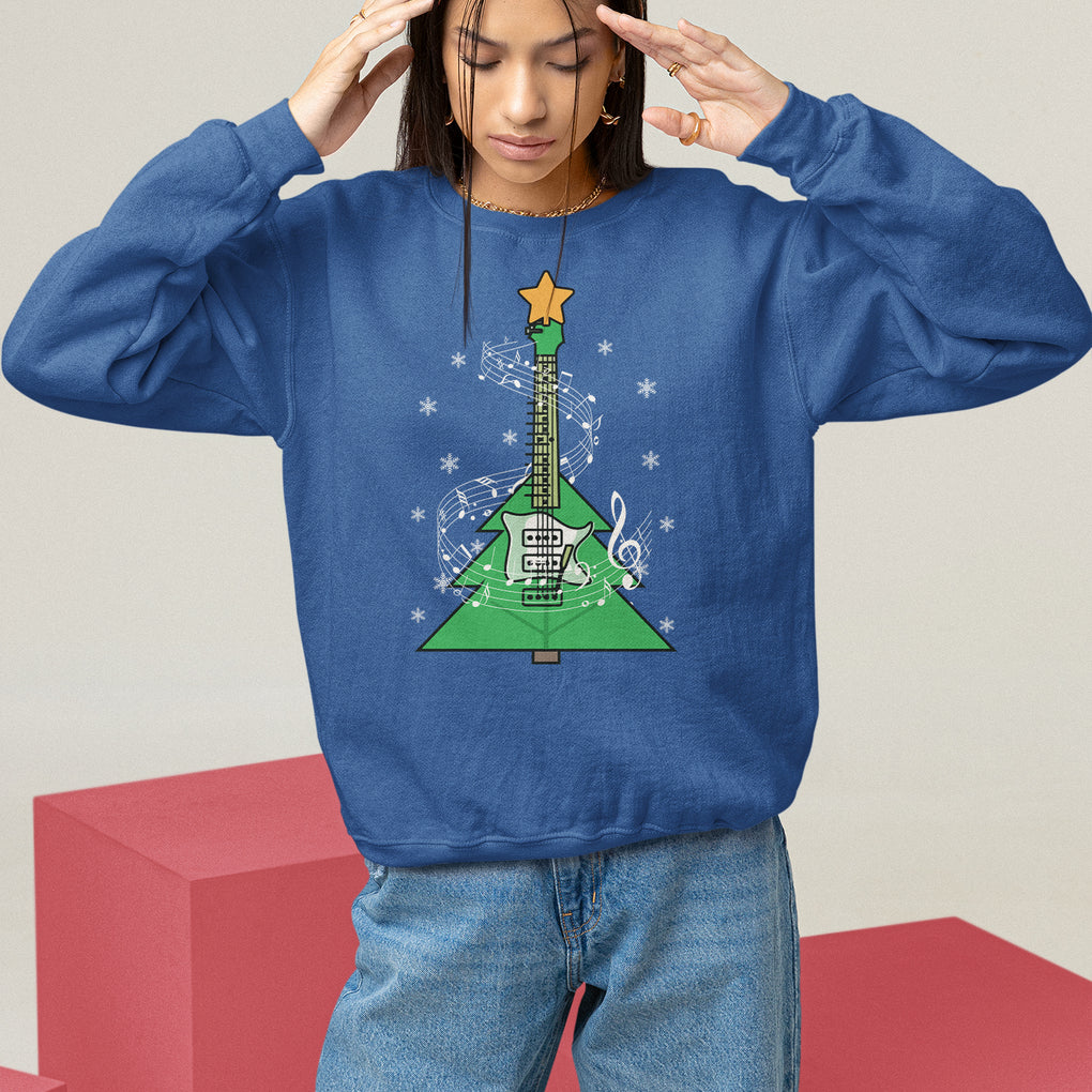 Rockin' Christmas Tree For Guitarist Music Lover Sweatshirt TS09 Royal Blue Printyourwear