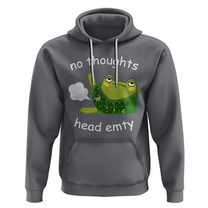No Thoughts Head Empty Cute Frog Meme Blasting Fart Hoodie TS09 Charcoal Printyourwear