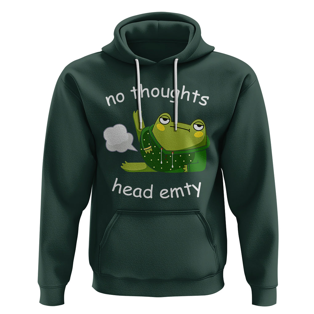 No Thoughts Head Empty Cute Frog Meme Blasting Fart Hoodie TS09 Dark Forest Green Printyourwear