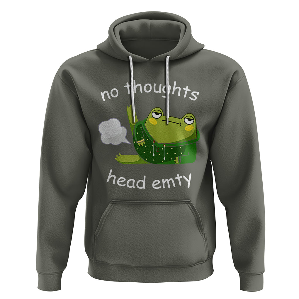 No Thoughts Head Empty Cute Frog Meme Blasting Fart Hoodie TS09 Military Green Printyourwear