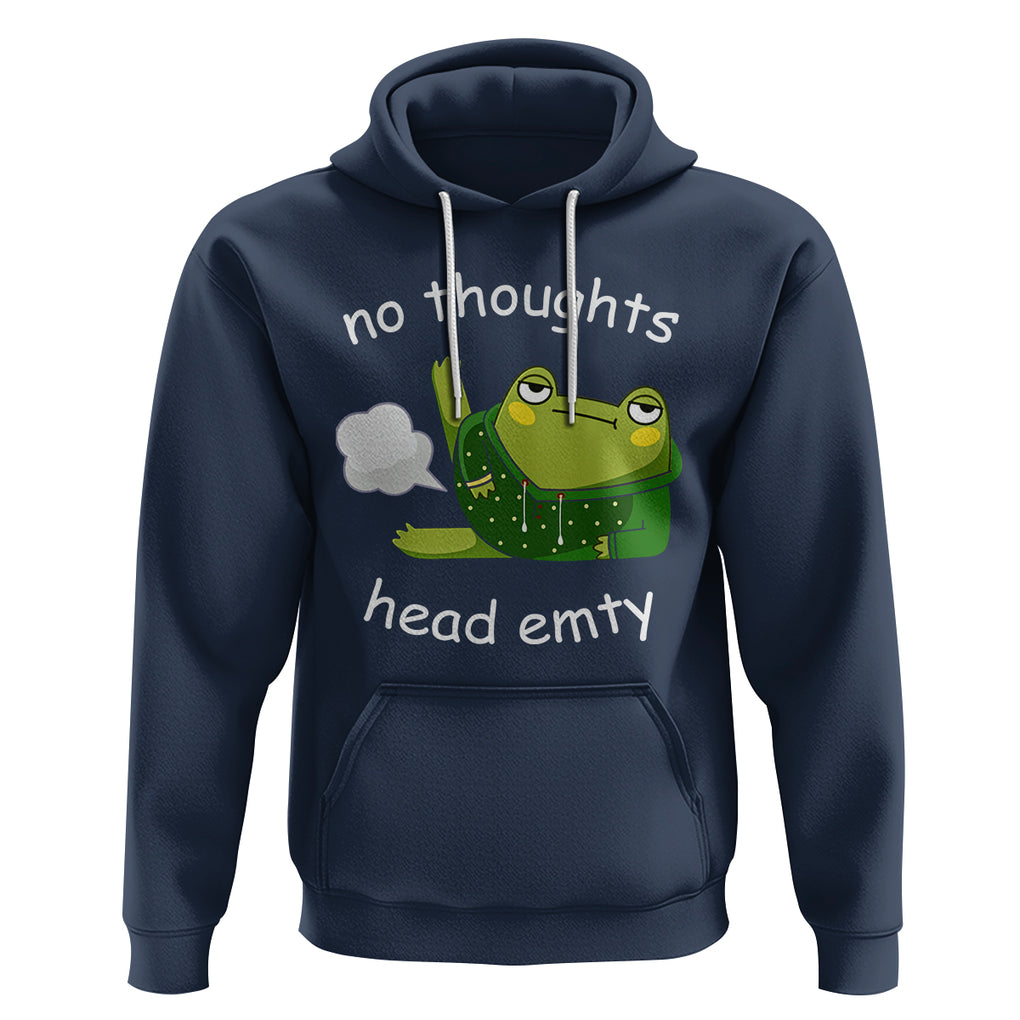 No Thoughts Head Empty Cute Frog Meme Blasting Fart Hoodie TS09 Navy Printyourwear