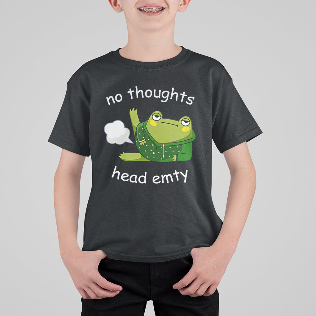 No Thoughts Head Empty Cute Frog Meme Blasting Fart T Shirt For Kid TS09 Black Printyourwear