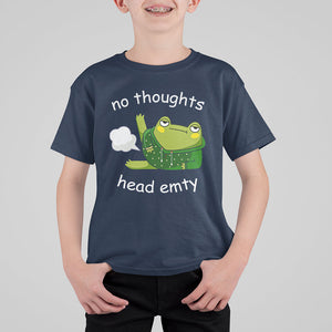 No Thoughts Head Empty Cute Frog Meme Blasting Fart T Shirt For Kid TS09 Navy Printyourwear