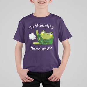 No Thoughts Head Empty Cute Frog Meme Blasting Fart T Shirt For Kid TS09 Purple Printyourwear