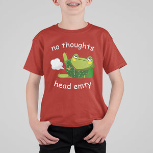 No Thoughts Head Empty Cute Frog Meme Blasting Fart T Shirt For Kid TS09 Red Printyourwear