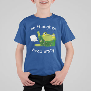 No Thoughts Head Empty Cute Frog Meme Blasting Fart T Shirt For Kid TS09 Royal Blue Printyourwear