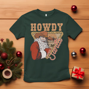 Howdy Santa Cowboy Vintage Western Christmas T Shirt TS09 Dark Forest Green Printyourwear
