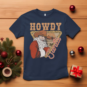 Howdy Santa Cowboy Vintage Western Christmas T Shirt TS09 Navy Printyourwear