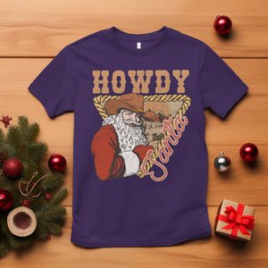 Howdy Santa Cowboy Vintage Western Christmas T Shirt TS09 Purple Printyourwear