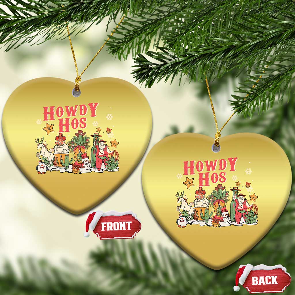 Howdy Hos Cowboy Vintage Western Xmas Christmas Ornament TS09 Heart Gold Print Your Wear