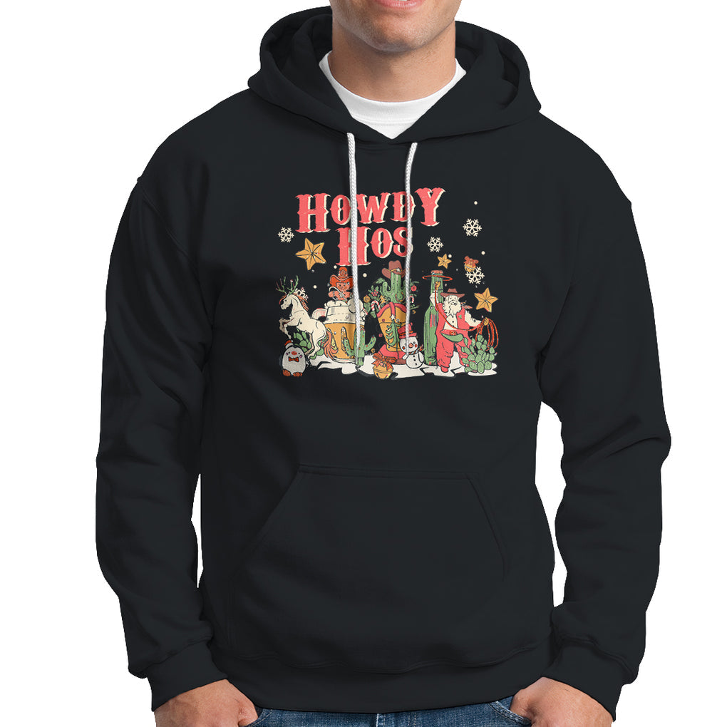 Howdy Hos Cowboy Vintage Western Christmas Hoodie TS09 Black Printyourwear