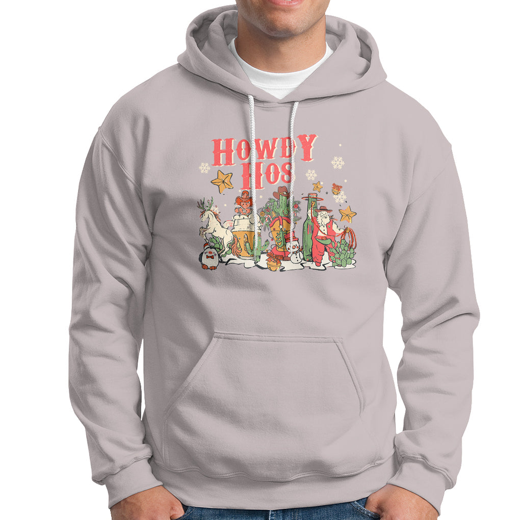 Howdy Hos Cowboy Vintage Western Christmas Hoodie TS09 Ice Gray Printyourwear