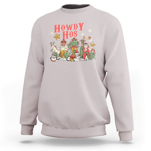 Howdy Hos Cowboy Vintage Western Christmas Sweatshirt TS09 Ice Gray Printyourwear