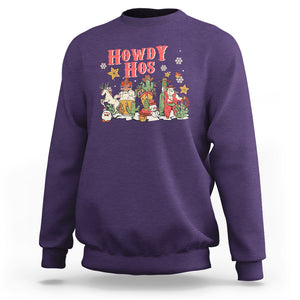 Howdy Hos Cowboy Vintage Western Christmas Sweatshirt TS09 Purple Printyourwear