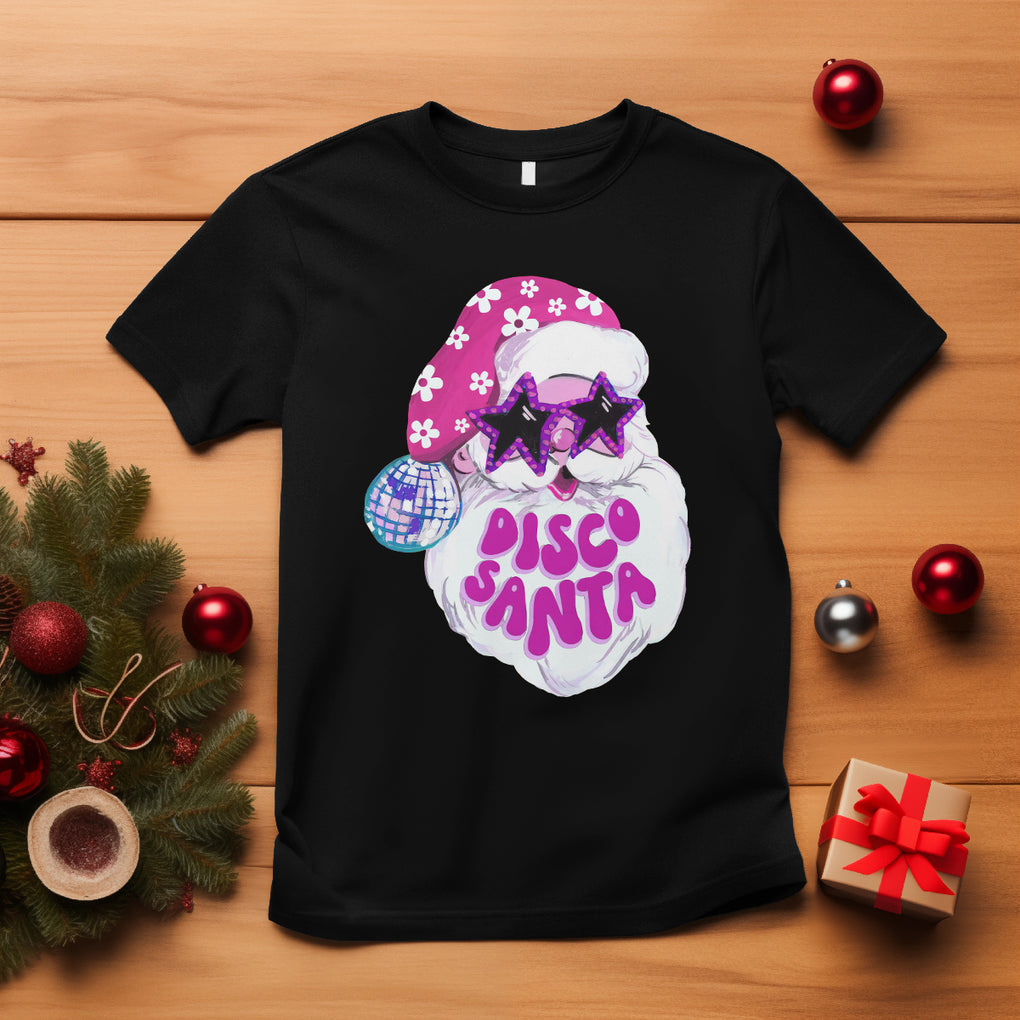 Funny Pink Santa Retro Groovy Funky Disco Christmas Cool Sunglass T Shirt TS09 Black Printyourwear