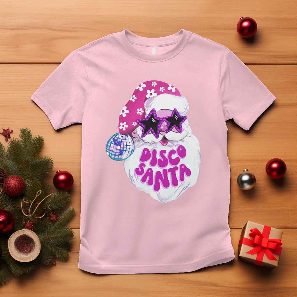 Funny Pink Santa Retro Groovy Funky Disco Christmas Cool Sunglass T Shirt TS09 Light Pink Printyourwear