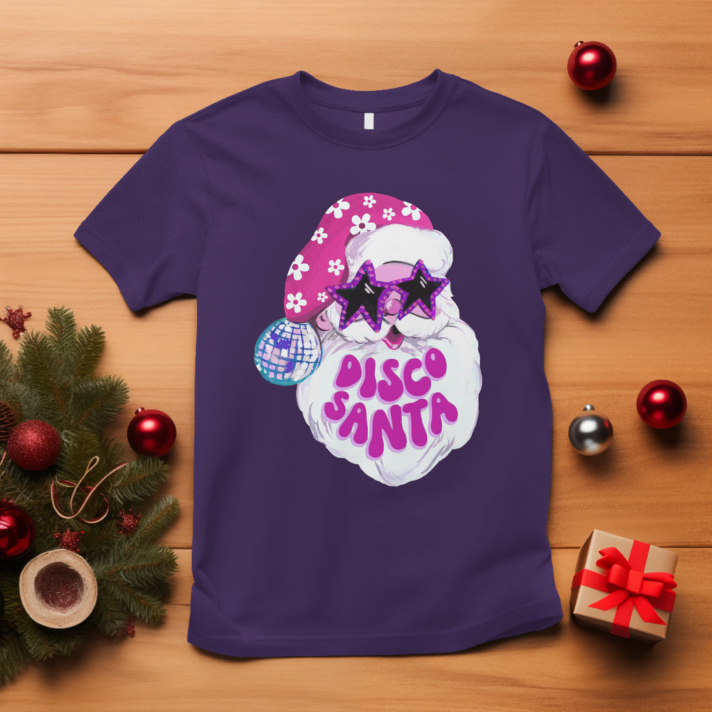 Funny Pink Santa Retro Groovy Funky Disco Christmas Cool Sunglass T Shirt TS09 Purple Printyourwear